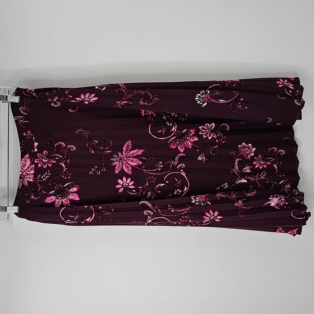 Chico's Pleated Purple Paisley Floral Cottagecore Soft Flowy Midi Skirt Sz:14 - Picture 6 of 12